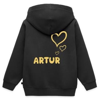 Gift for Artur - Kids Premium Organic Zip-up Hoodie - black - Back - AI Model Kid Male (0cm)