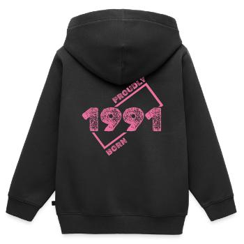 Geboren 1991 - Kinder Premium Organic Zip Hoodie - Schwarz - Hinten - AI Model Kid Male (0cm)