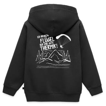 Ich Brauche Keine Flügel Nur Eine Gute Thermik - Kinder Premium Organic Zip Hoodie - Schwarz - Hinten - AI Model Kid Male (0cm)