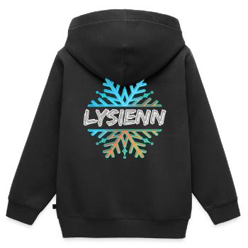 Cadeau pour Lysienn - Sweat Premium à capuche zippé enfant bio - noir - Dos - AI Model Kid Male (0cm)