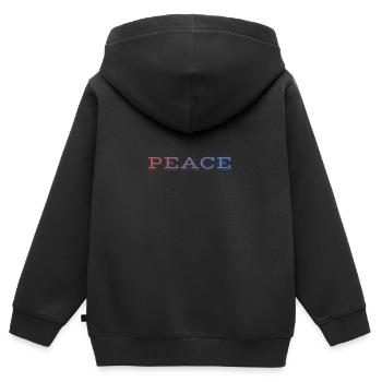 FRIEDEN für alle / Frieden & Liebe - Kinder Premium Organic Zip Hoodie - Schwarz - Hinten - AI Model Kid Male (0cm)
