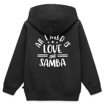 Samba - Kinder Premium Organic Zip Hoodie - Schwarz - Hinten - AI Model Kid Male (0cm)