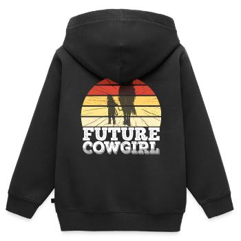 Futur cheval de lièvre de l’Ouest - Sweat Premium à capuche zippé enfant bio - noir - Dos - AI Model Kid Male (0cm)
