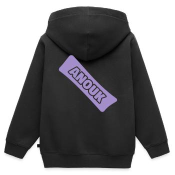 Geburt Name Vorname Anouk - Kinder Premium Organic Zip Hoodie - Schwarz - Hinten - AI Model Kid Male (0cm)
