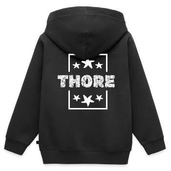 Prénom Thore - Sweat Premium à capuche zippé enfant bio - noir - Dos - AI Model Kid Male (0cm)