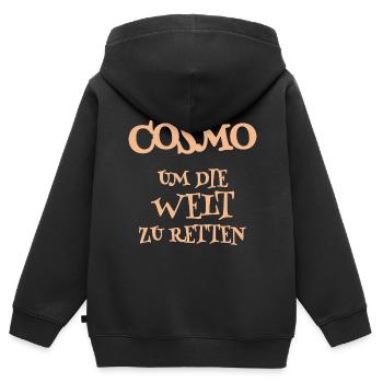 Cosmo als Helfer - Kinder Premium Organic Zip Hoodie - Schwarz - Hinten - AI Model Kid Male (0cm)