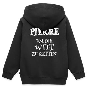 Pierre - Sweat Premium à capuche zippé enfant bio - noir - Dos - AI Model Kid Male (0cm)