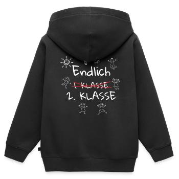 Endlich 2. Klasse Schulkind Zweite Klasse - Kinder Premium Organic Zip Hoodie - Schwarz - Hinten - AI Model Kid Male (0cm)
