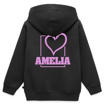 Geschenk für Amelia - Kinder Premium Organic Zip Hoodie - Schwarz - Hinten - AI Model Kid Male (0cm)