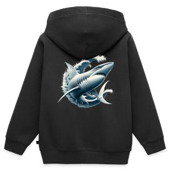 Hai Raubfisch - Kinder Premium Organic Zip Hoodie - Schwarz - Hinten - AI Model Kid Male (0cm)