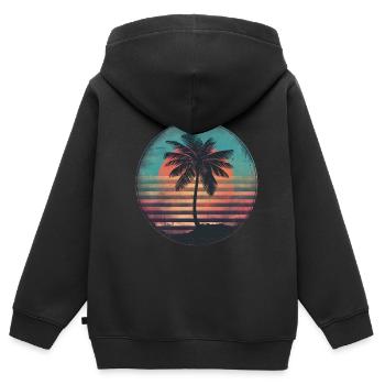 Sunset Palms Silhouette Retro 80's Vintage2 - Kinder Premium Organic Zip Hoodie - Schwarz - Hinten - AI Model Kid Male (0cm)