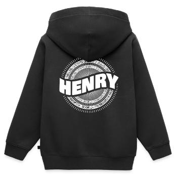 Henry als Geschenkidee - Kinder Premium Organic Zip Hoodie - Schwarz - Hinten - AI Model Kid Male (0cm)