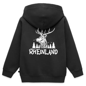 Rheinland - Kinder Premium Organic Zip Hoodie - Schwarz - Hinten - AI Model Kid Male (0cm)
