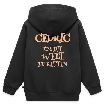 Helfer Cedric - Kinder Premium Organic Zip Hoodie - Schwarz - Hinten - AI Model Kid Male (0cm)