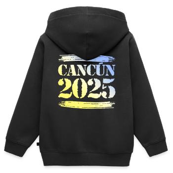 Cancún 2025 - Sweat Premium à capuche zippé enfant bio - noir - Dos - AI Model Kid Male (0cm)