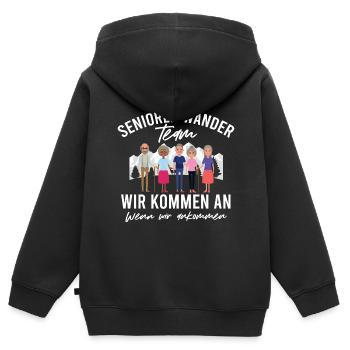 Équipe de randonnée senior - Sweat Premium à capuche zippé enfant bio - noir - Dos - AI Model Kid Male (0cm)