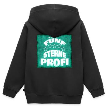 Fünf Sterne für Profi Professional - Kinder Premium Organic Zip Hoodie - Schwarz - Hinten - AI Model Kid Male (0cm)