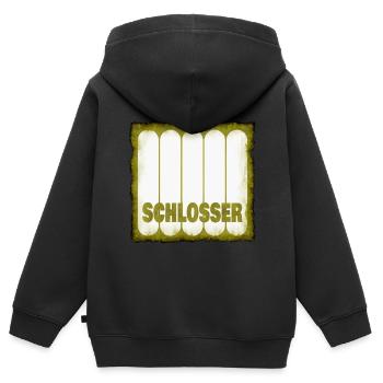 Schlosser - Kinder Premium Organic Zip Hoodie - Schwarz - Hinten - AI Model Kid Male (0cm)