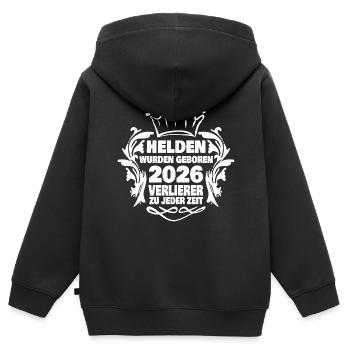 geboren 2026 - Kinder Premium Organic Zip Hoodie - Schwarz - Hinten - AI Model Kid Male (0cm)