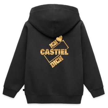Liebespaar Castiel - Kinder Premium Organic Zip Hoodie - Schwarz - Hinten - AI Model Kid Male (0cm)