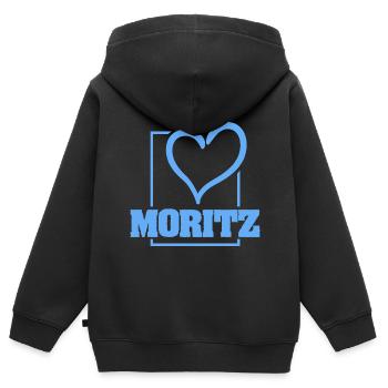 Cadeau pour Moritz - Sweat Premium à capuche zippé enfant bio - noir - Dos - AI Model Kid Male (0cm)
