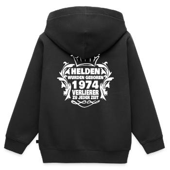 wurden 1974 - Kinder Premium Organic Zip Hoodie - Schwarz - Hinten - AI Model Kid Male (0cm)
