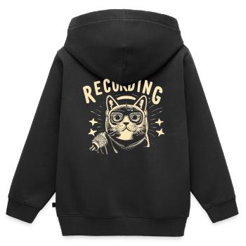 Podcast Host Podcaster Katze Audiobeitrag Geschenk - Kinder Premium Organic Zip Hoodie - Schwarz - Hinten - AI Model Kid Male (0cm)