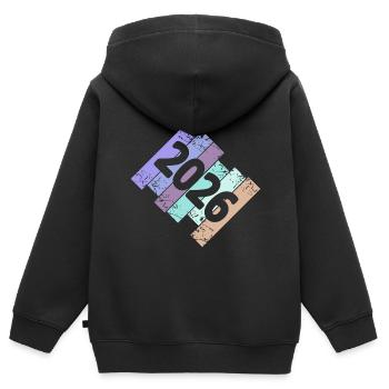 Oldtimer 2026 - Kinder Premium Organic Zip Hoodie - Schwarz - Hinten - AI Model Kid Male (0cm)