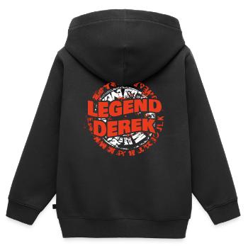 Geschenk für Derek - Kinder Premium Organic Zip Hoodie - Schwarz - Hinten - AI Model Kid Male (0cm)