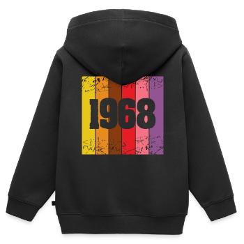 1968 - Kinder Premium Organic Zip Hoodie - Schwarz - Hinten - AI Model Kid Male (0cm)