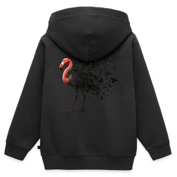 Flamingo - Kinder Premium Organic Zip Hoodie - Schwarz - Hinten - AI Model Kid Male (0cm)