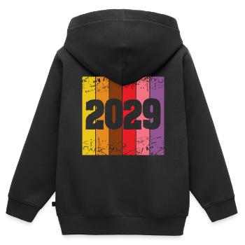 Year 2029 - Kids Premium Organic Zip-up Hoodie - black - Back - AI Model Kid Male (0cm)