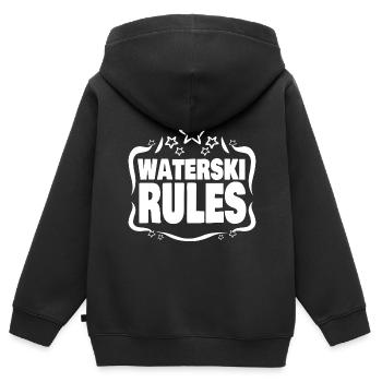 Wasserski - Kinder Premium Organic Zip Hoodie - Schwarz - Hinten - AI Model Kid Male (0cm)