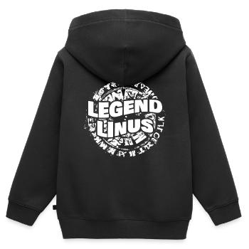 Linus en tant qu’homme - Sweat Premium à capuche zippé enfant bio - noir - Dos - AI Model Kid Male (0cm)