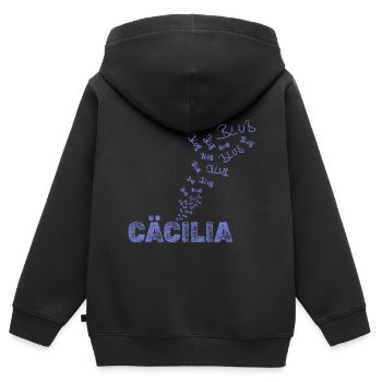 Geschenk für Cäcilia - Kinder Premium Organic Zip Hoodie - Schwarz - Hinten - AI Model Kid Male (0cm)