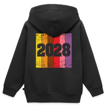 2028 - Kinder Premium Organic Zip Hoodie - Schwarz - Hinten - AI Model Kid Male (0cm)