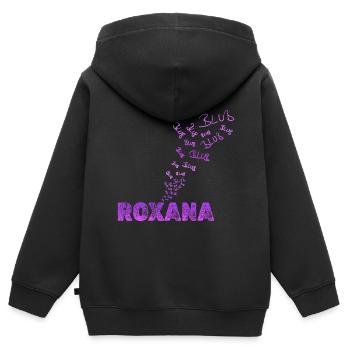 Roxana - Kinder Premium Organic Zip Hoodie - Schwarz - Hinten - AI Model Kid Male (0cm)