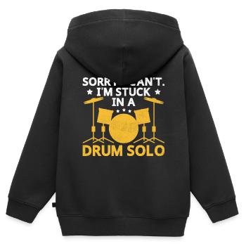 Sorry I Can't I'm Stuck In A Drum Solo Drummer Dru - Kinder Premium Organic Zip Hoodie - Schwarz - Hinten - AI Model Kid Male (0cm)