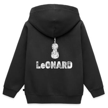 Bratsche Leonard - Kinder Premium Organic Zip Hoodie - Schwarz - Hinten - AI Model Kid Male (0cm)