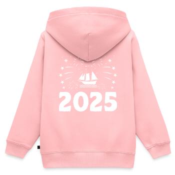 Pédalo sur le thème du Nouvel An - Sweat Premium à capuche zippé enfant bio - rose - Dos - AI Model Kid Female (0cm)