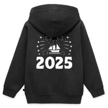 Neujahrsthema Paddelboot - Kinder Premium Organic Zip Hoodie - Schwarz - Hinten - AI Model Kid Male (0cm)