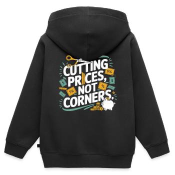 Réduire les prix et non les coins Couponer Shopper Save - Sweat Premium à capuche zippé enfant bio - noir - Dos - AI Model Kid Male (0cm)