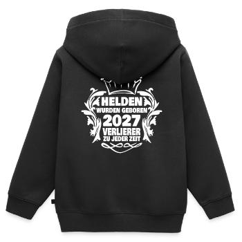 wurden 2027 - Kinder Premium Organic Zip Hoodie - Schwarz - Hinten - AI Model Kid Male (0cm)