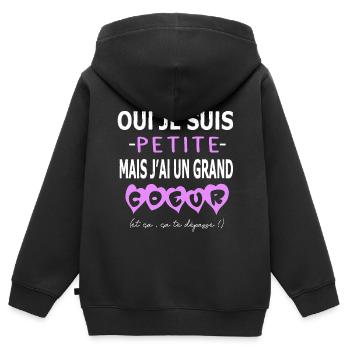 small but big heart, too small, quote - Kids Premium Organic Zip-up Hoodie - black - Back - AI Model Kid Male (0cm)