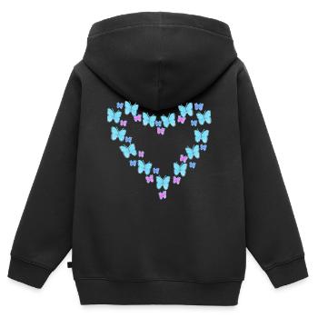Schmetterling Herz - Kinder Premium Organic Zip Hoodie - Schwarz - Hinten - AI Model Kid Male (0cm)