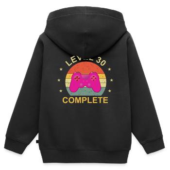 Level 30 complete - Kinder Premium Organic Zip Hoodie - Schwarz - Hinten - AI Model Kid Male (0cm)