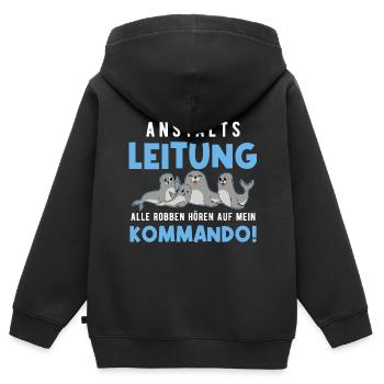 Anstaltsleitung Alle Robben Hören Auf Mein Befehl - Kinder Premium Organic Zip Hoodie - Schwarz - Hinten - AI Model Kid Male (0cm)