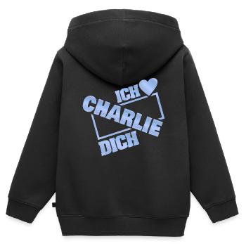 Liebespaar Charlie - Kinder Premium Organic Zip Hoodie - Schwarz - Hinten - AI Model Kid Male (0cm)