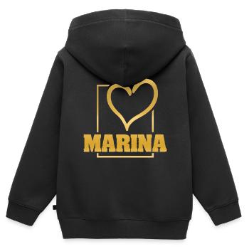 Amour pour Marina Amour de cœur - Sweat Premium à capuche zippé enfant bio - noir - Dos - AI Model Kid Male (0cm)