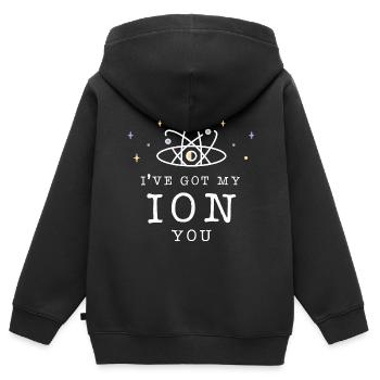 Ich habe ein Auge auf dich - Lustiges Wortspiel - Kinder Premium Organic Zip Hoodie - Schwarz - Hinten - AI Model Kid Male (0cm)